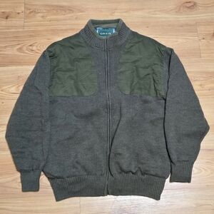 ORVIS Mens 100% Wool Full Zip Lined Shooting Jacket Bomber Hunting Thick Large